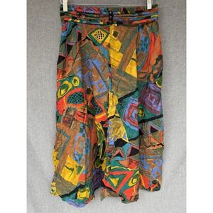 In Group Ltd Vintage Skirt Sz 14 Lg‎ Tribal African Bold Colorful Bead Art Boho